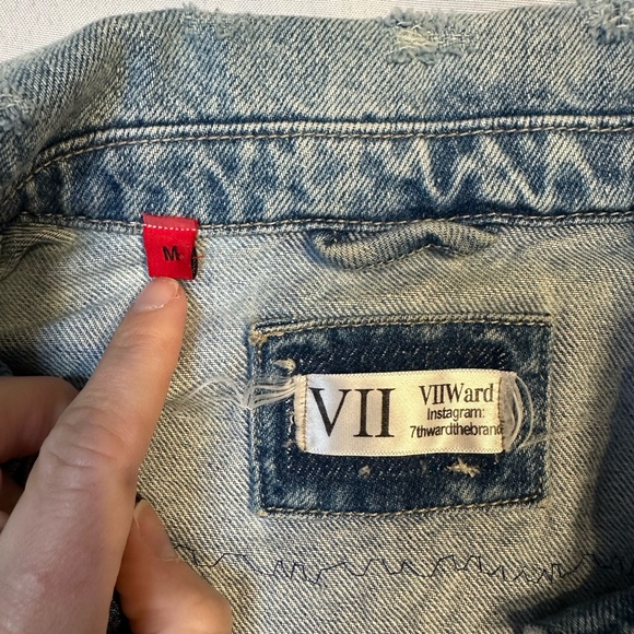 Distressed Custom-Made Sturgis Rally Cropped Denim Jacket - Picture 4 of 7